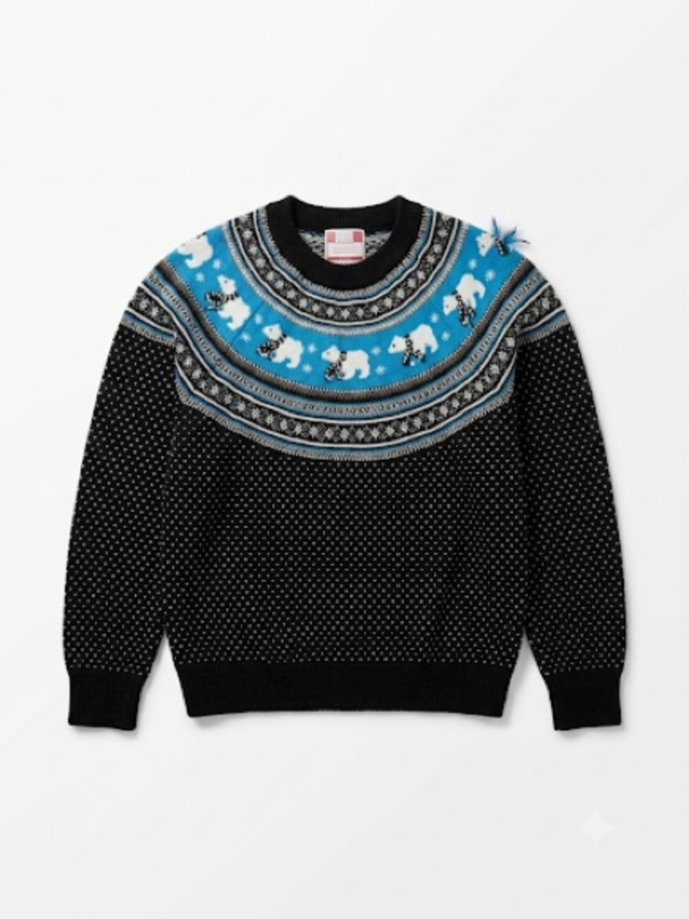 Black & Blue Polar Bear Yoke Crewneck Sweater